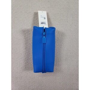 Doppel Small Cosmetic Bag Travel Pouch Rubber Blue Softshell Zipper NWT